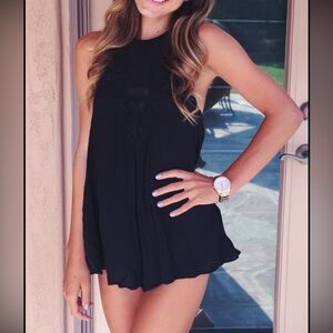 Lace/Mesh black romper